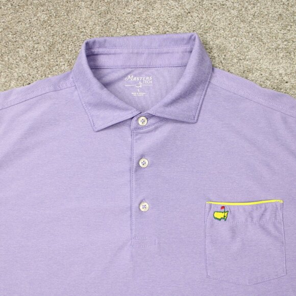 Masters Tech Polo Shirt Mens Large Purple Augusta Golf Polyester Stretch S/S - Picture 5 of 14